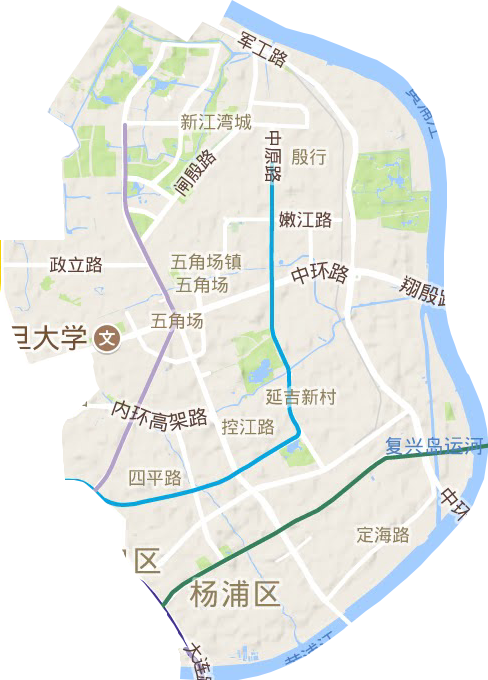 楊浦區(qū)地形圖