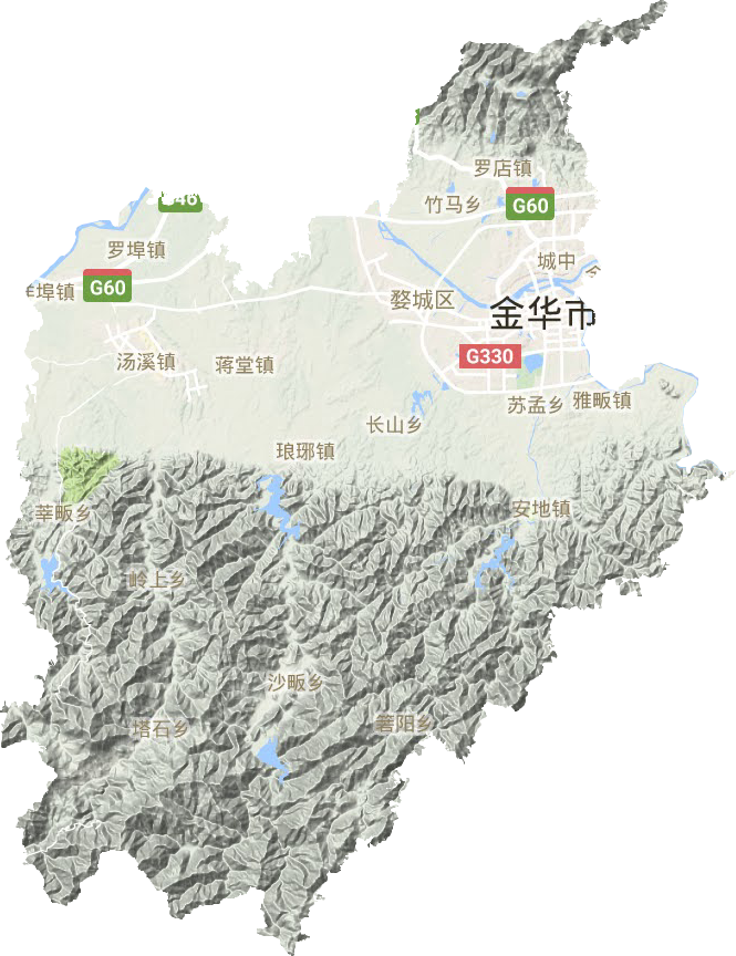婺城區(qū)地形圖