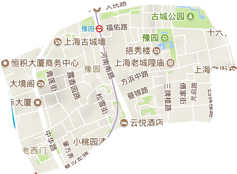 豫園街道地形圖
