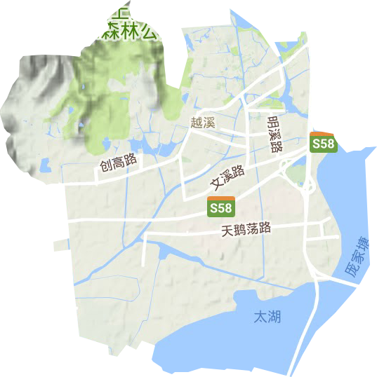 越溪街道地形圖