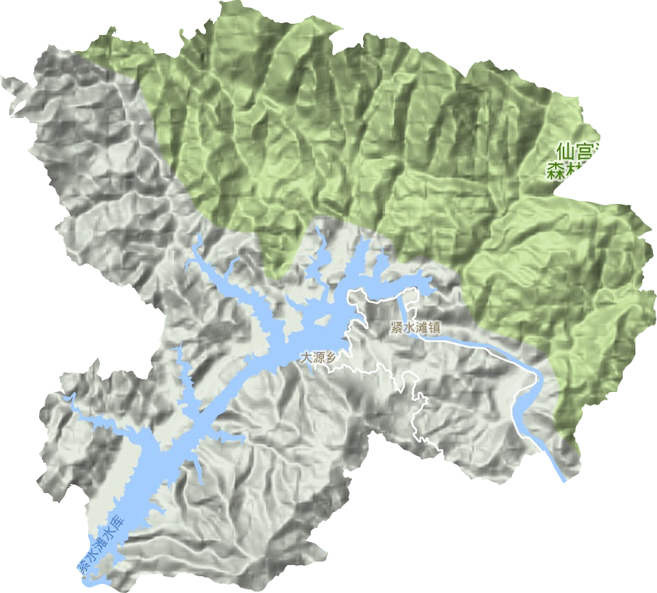 緊水灘鎮(zhèn)地形圖