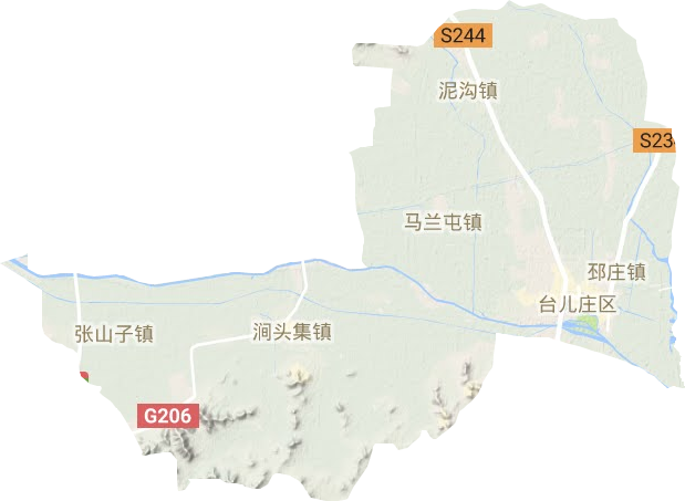 臺(tái)兒莊區(qū)地形圖