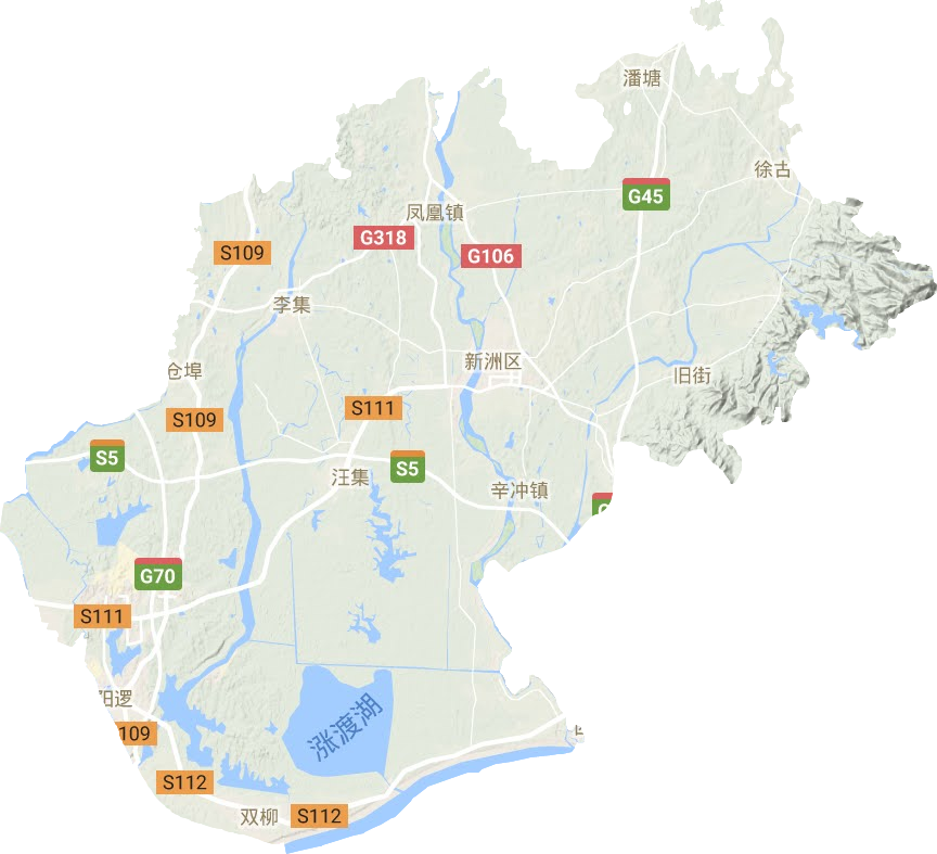 新洲區(qū)地形圖