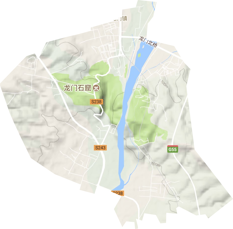 龍門石窟街道地形圖