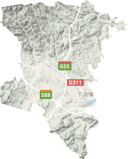 下湯鎮(zhèn)地形圖