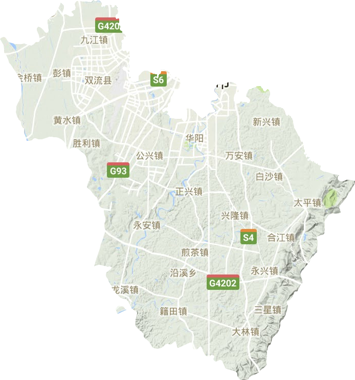 雙流區(qū)地形圖