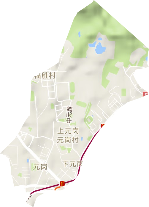 元崗街道地形圖