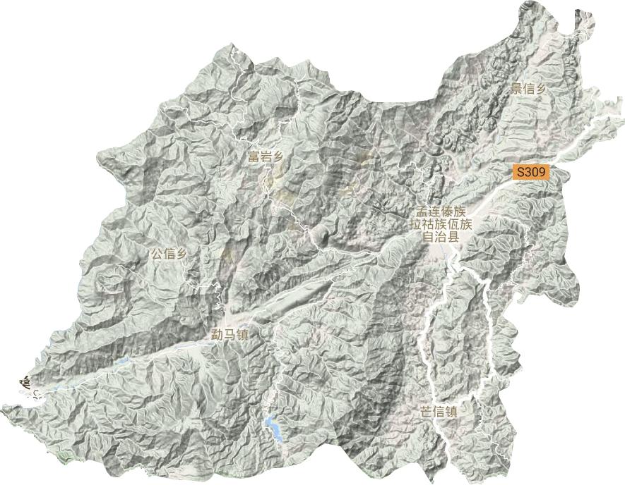孟連傣族拉祜族佤族自治縣地形圖