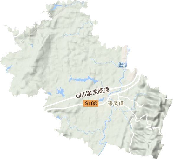 來鳳街道地形圖