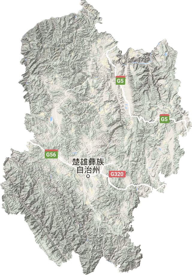 楚雄彝族自治州地形圖