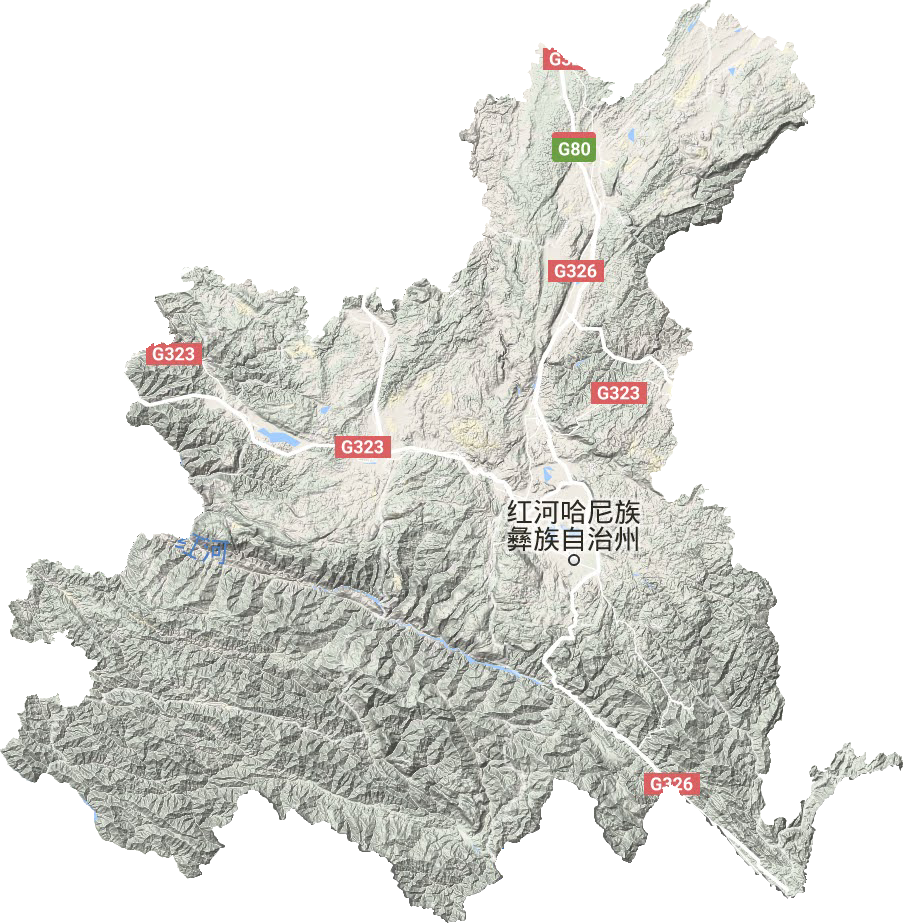 紅河哈尼族彝族自治州地形圖