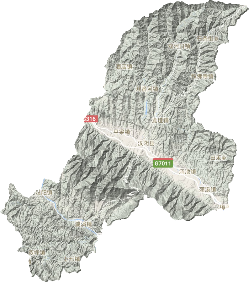 漢陰縣地形圖