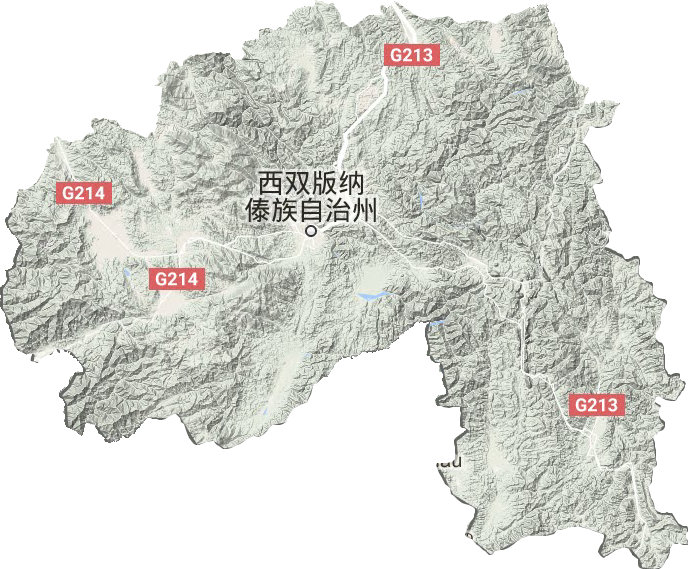 西雙版納傣族自治州地形圖