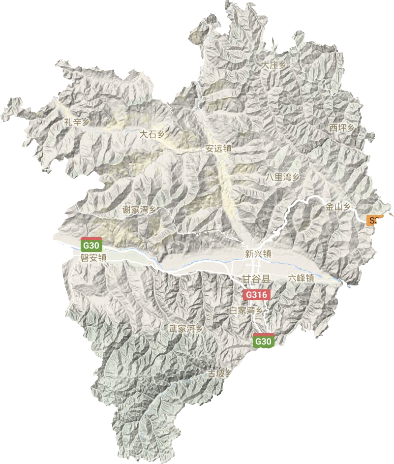 甘谷縣地形圖