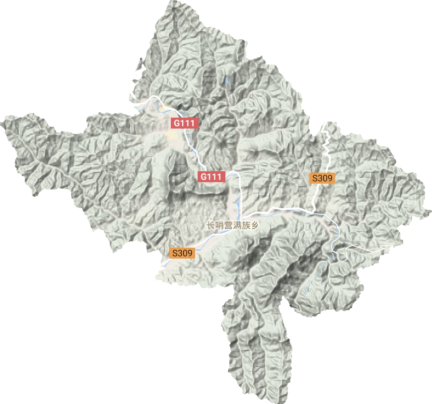 長哨營滿族鄉地形圖