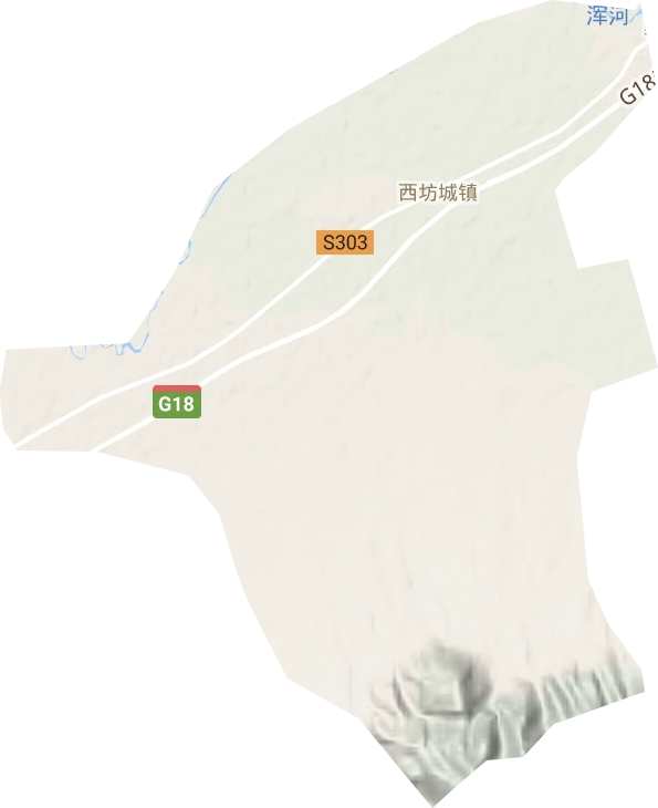 西坊城鎮地形圖