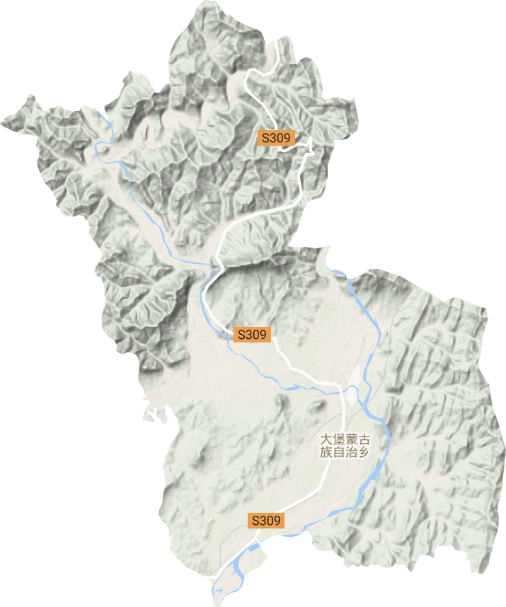 大堡蒙古族鄉地形圖